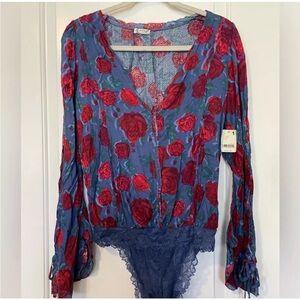 Free People Intimately Bodysuit Long Sleeve, Size Small
